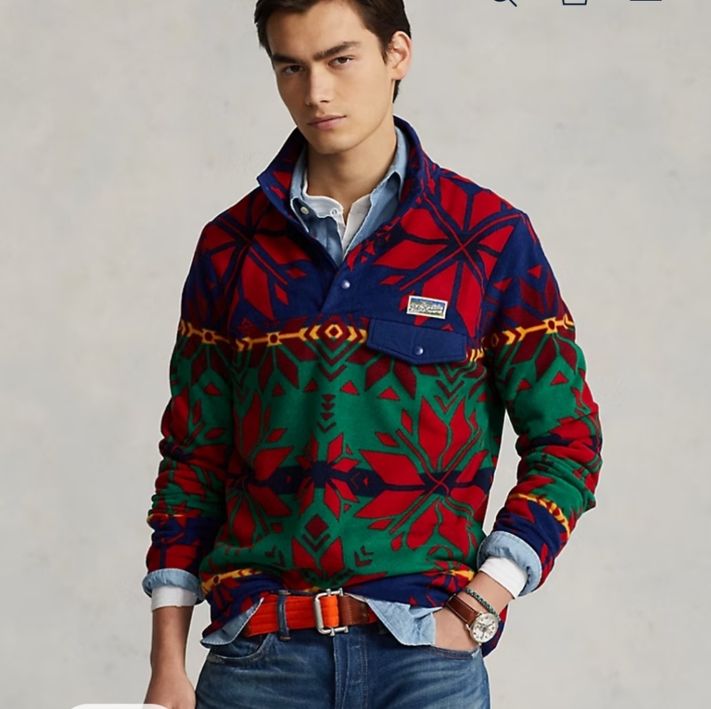 New!Polo Ralph Lauren Fair Isle Brushed Fleece Pullover